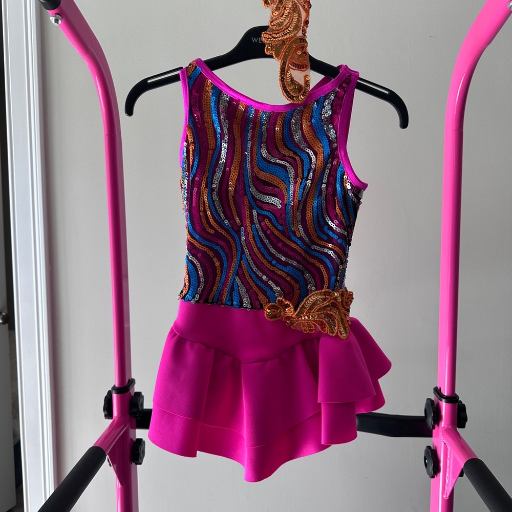 Weissman Pink and Multicolor Sequin Dance Costume